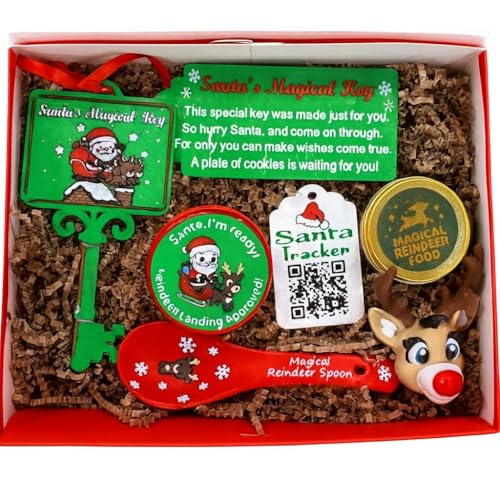 GET PRINT3D Solutions Santa's Magical Christmas Eve Kit, Interactive Holiday Tradition Set with Magical Key, Reindeer Food, Tracker, Light-Up Button, Keepsake Box for Kids