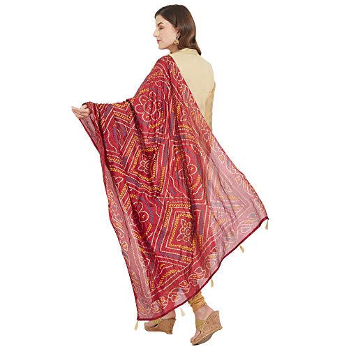 Image of DUPATTA BAZAAR Woman's Printed Bandhini Silk dupatta