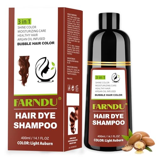Farndu Light Auburn Hair Dye Shampoo 3-in-1 for Gray Hair