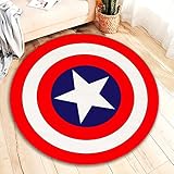 Rugendary Decorative Shield Rug Round Extra Soft Surface Playroom Rug Machine Washable Thick Children Kids Room Rug Gift for Superhero Lover (2x2 ft.)