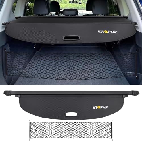 ZTGPMP Cargo Cover for Nissan Rogue S SV SL Platinum 2021 2022 2023 2024 2025 2026, Retractable Rear Trunk Cover Luggage Shield Security, Rogue Accessories (Carbon Fiber Leather + Net)