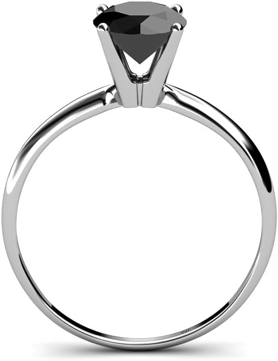 TriJewels Black Diamond Round Shape Solitaire Ring 3.00 ct in 14K Gold