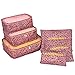 6 sets travel Organizers Packing Cubes Luggage Organizers Compression Pouches (Pink Leopard)