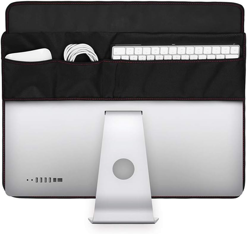 Screen Display Protective Cover for Apple iMac 21",Oxford Cloth Dust and Water Proof PC Monitor Case with Pocket,Black (iMac 21.5", With Pocket)