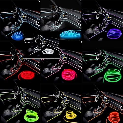 Cable de neón El Wire rojo para decoración interior de automóviles con USB 3