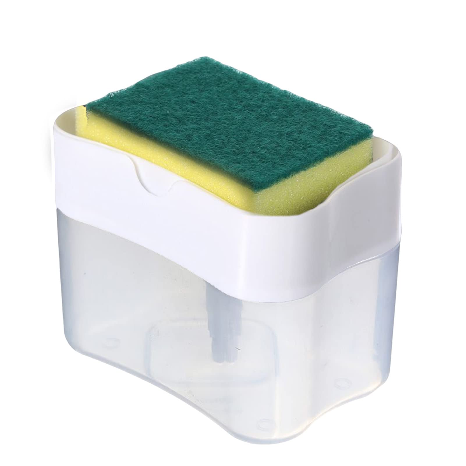 Dispenser di sapone in spugna - Dispenser di sapone per lavandino 2 in 1 con supporto per spugna - Supporto per spugna Lavandino detersivo per piatti Dispenser di sapone da banco Eubeisaqi