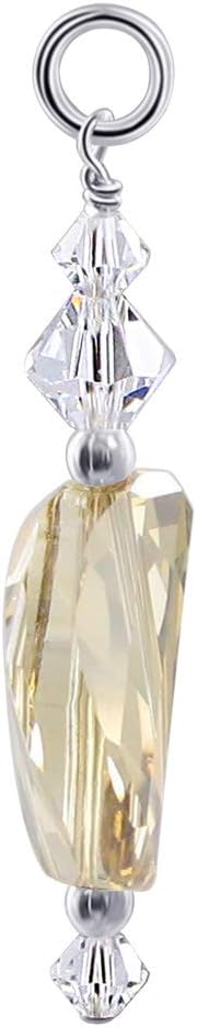 Gem Avenue .925 Silver Charm Pendant with Faceted and Bicone Austrian Crystals