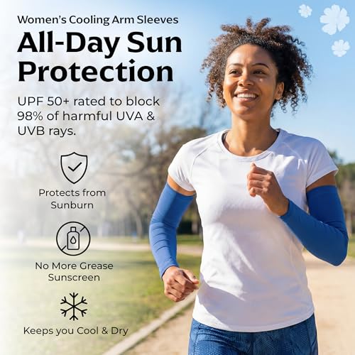Image of SportsTrail Cooling Arm Sleeves for Men & Women - Breathable, UV Sun Protection, Sports Arm Sleeves for Women, Men & Youth