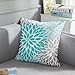 Emvency Throw Pillow Cover Teal White Turquoise Blue Gray Dahlia Mod Baby Decorative Pillow Case Home Decor Square 20 x 20 Inch Pillowcase