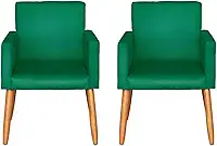 Kit 2 Poltronas Cadeira Decorativa para Sala de estar Cadeiras para Recepção Manicure Escritório Sala De Espera (VERDE)