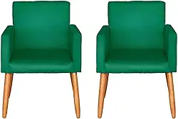 Kit 2 Poltronas Cadeira Decorativa para Sala de estar Cadeiras para Recepção Manicure Escritório Sala De Espera (VERDE)