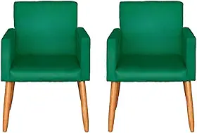 Kit 2 Poltronas Cadeira Decorativa para Sala de estar Cadeiras para Recepção Manicure Escritório Sala De Espera (VERDE)