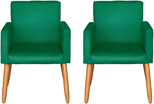 Kit 2 Poltronas Cadeira Decorativa para Sala de estar Cadeiras para Recepção Manicure Escritório Sala De Espera (VERDE)
