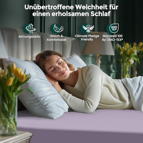 Utopia Bedding - Spannbettlaken 180x200cm Bis 30 cm - Lavendel - Oeko-Tex Zertifiziertes - Gebürstete Mikrofaser Spannbetttuch 3