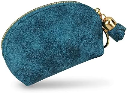 Conisy Cute Coin Purse for Womens and Girls with Key Ring, Small Leather Wallet Zip Packet (Green)