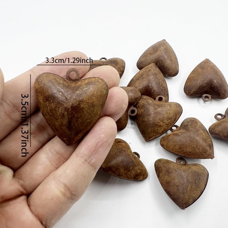Generic 20pcs Rusty Bells Craft Bells Heart Shaped Christmas Bells Decoration Metal Sleigh Bells DIY Bag Wedding Garland Jewelry Fireplace Ornaments Front Door Window Rusty Jingle Bells