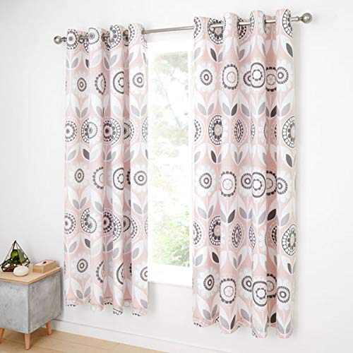 Catherine Lansfield Annika Easy Care Eyelet Curtains Pink 66x72 Inch
