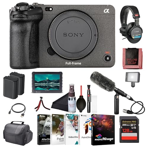 Sony FX3 Full-Frame Cinema Camera Body Only ILME-FX3, 4K Monitor, Pro Headphones, Pro Mic, 128GB...