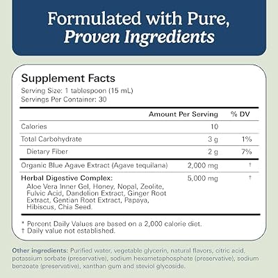 Santo Remedio Digestion Plus, Concentrated Blue Agave Drink, 30 Servings, Passionfruit Flavor, Vegan, Gluten-Free, Non-GMO, No Added Sugar