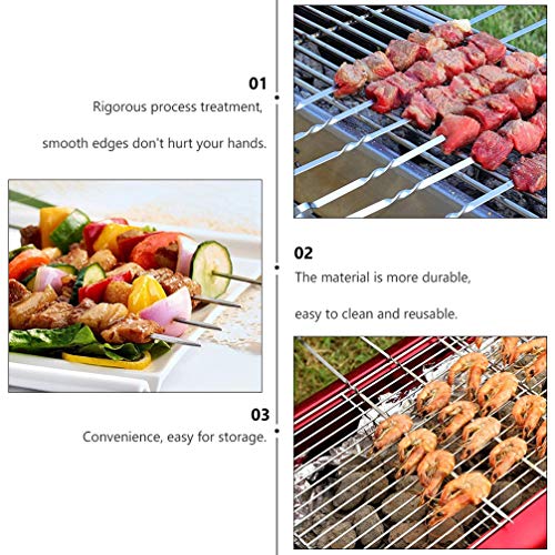 Espetos de espetos de canudo de aço inoxidável Doitool, 10 peças, espetos para churrasco, espetos de