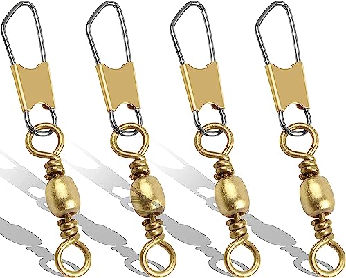 100 Gerry's Tackle Brass Barrel Fishing Swivels with Safety Snap Size 5 (30 lbs. Test)