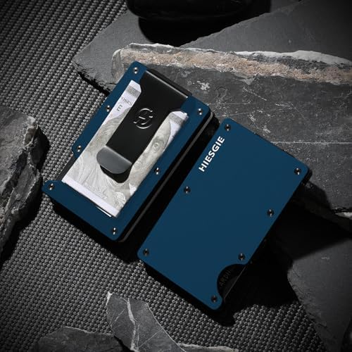 HIESGIE Compatible with MagSafe Wallets, Mens Mag Safe Wallet, Rfid Blocking Metal Card Holder with Money Clip, Minimalist Magnetic Phone Wallet Compatible with iPhone 16/15/14/13/12 Series, Navy Blue — view 7