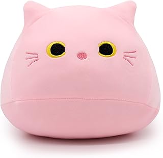 Cat Plush Cat Stuffed Animal Plush Toys, 8" Cute Pink Cat Plushie Kawaii Cat Plush Pillow Stuffed Cat Toys, Soft Anime Cat Plush Cat Doll for Kids Birthday Christmas Home Decoration Gifts