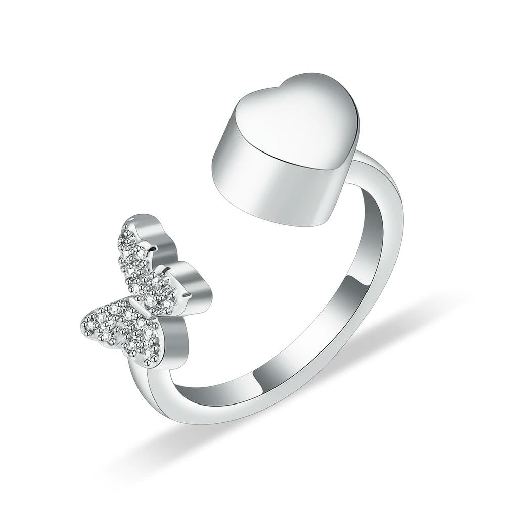Bague urne pour cendres papillon, bijou de commémoration argent pour le quotidien