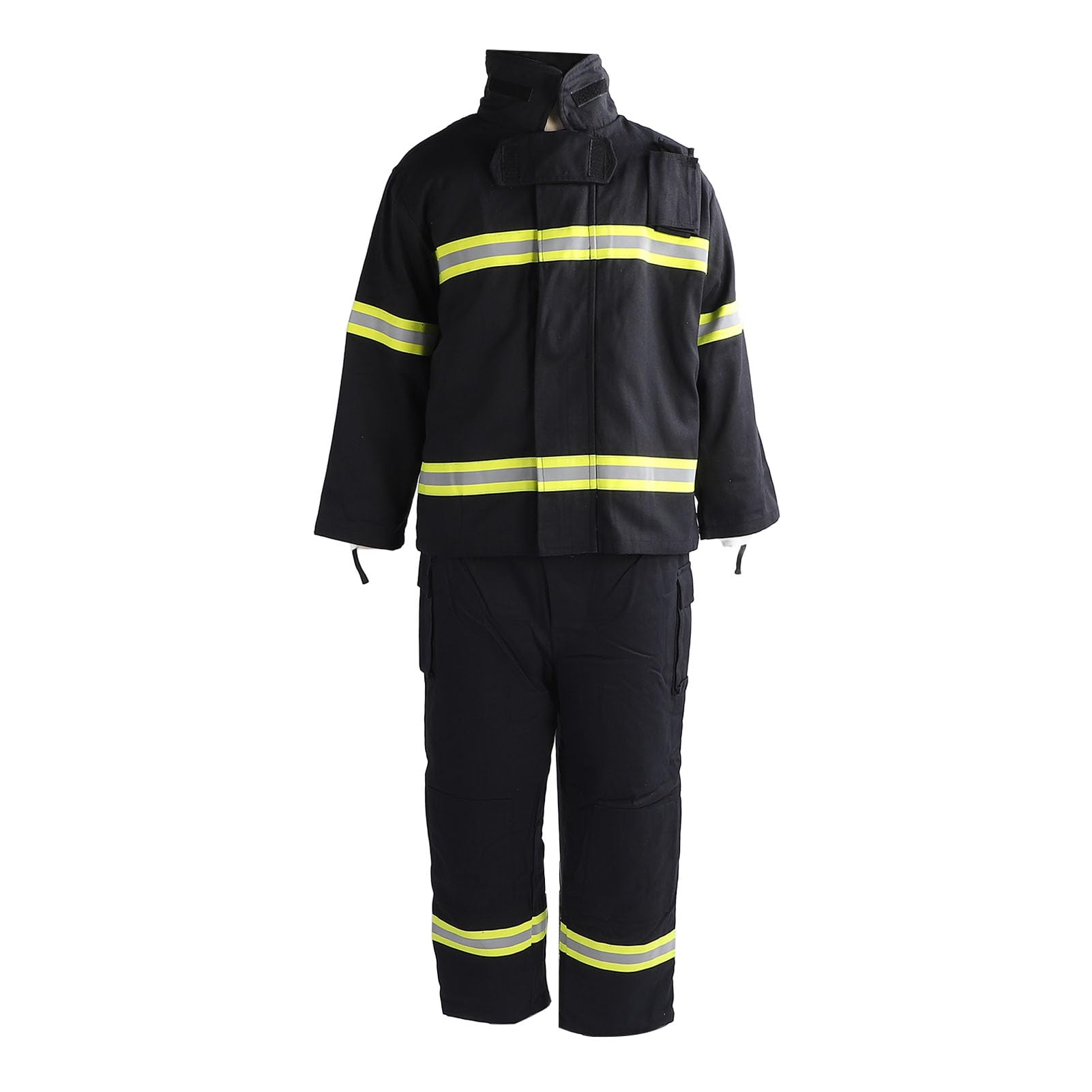 WOHPNLE Fire Resistant Safety Suit 4 Layer Heat Insulation Jacket and Pants with High Visibility Reflective Strip (L)