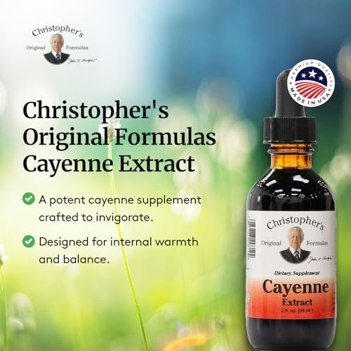 Image of Christopher's Original Formulas Cayenne Extract - 2 fl oz Liquid | Premium Herbal Supplement for Wellness