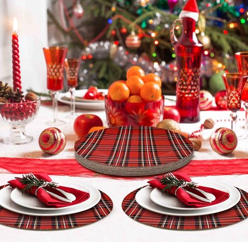 24 platos desechables navideños de cartón redondos 13" miniatura 6