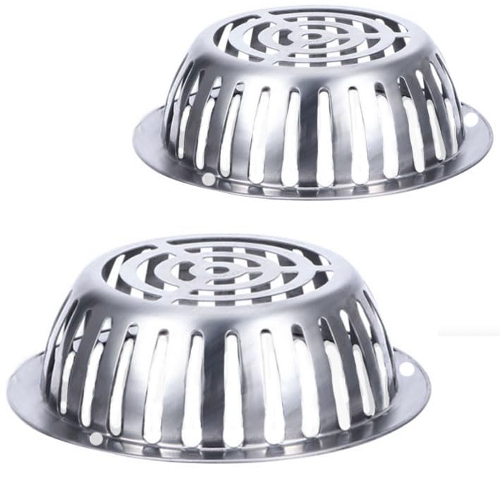SUS304 Stainless Steel Roof Dome Drain Cover Strainer Anti-Clogging Atrium Grate 2pcs/pk (Φ: 7 inch-5 Packs)