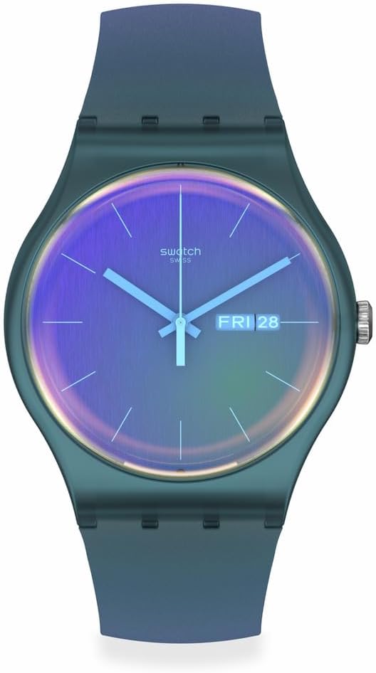 Swatch New Gent Biosourced Unisex Watch Casual Polymer Blue Quartz Waterproof Fade to Pink