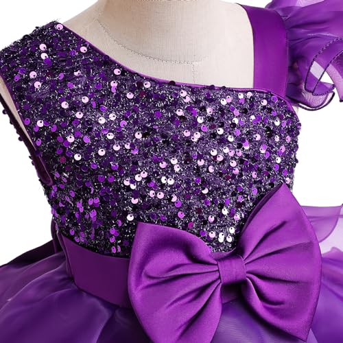 Miipat Girls Pageant Party Dress Ruffle Flower Kids Wedding Ball Gown Sequin Formal Princess Dress thumb #6