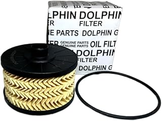 Dolphin Car Oil Filter Replacement Auto Parts 8" Silver, Compatible with Renault Logan, Duster, Mercedes-Benz A-Class, B, CLA, GLA 1.3L (2018-2014), Nissan Juke, Qashqai 1.2L (2014-)