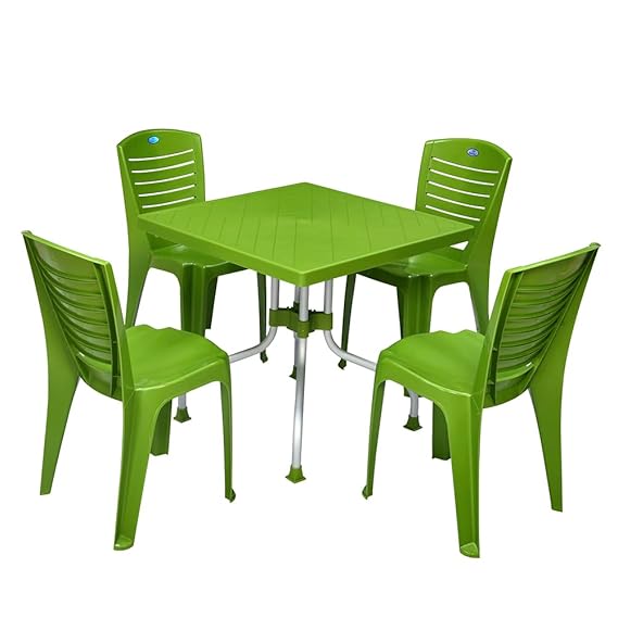 Nilkamal Orchid Square 4 Seater Virgin Plastic Dining Table Set for