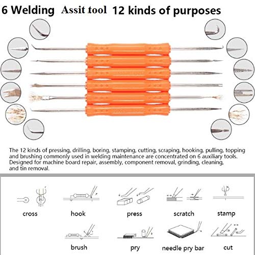 Image of Corslet Soldering Tool Kit With Adjustable Temperature Welding Iron, 5 Tips Desoldering Pump, 2 Tweezers, Tin Wire Tube, Stand And 6 Aid Tools In Carry Bag