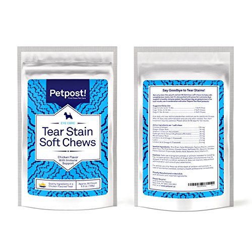 Petpost | Tear Stain Remover Chicken Flavored Soft Chews - Delicious Chicken Treat & Eye Stain Supplement For Dogs - Natural Treatment For Tear Stains On White Fur Angels (90 Daily Chews) #TOP2