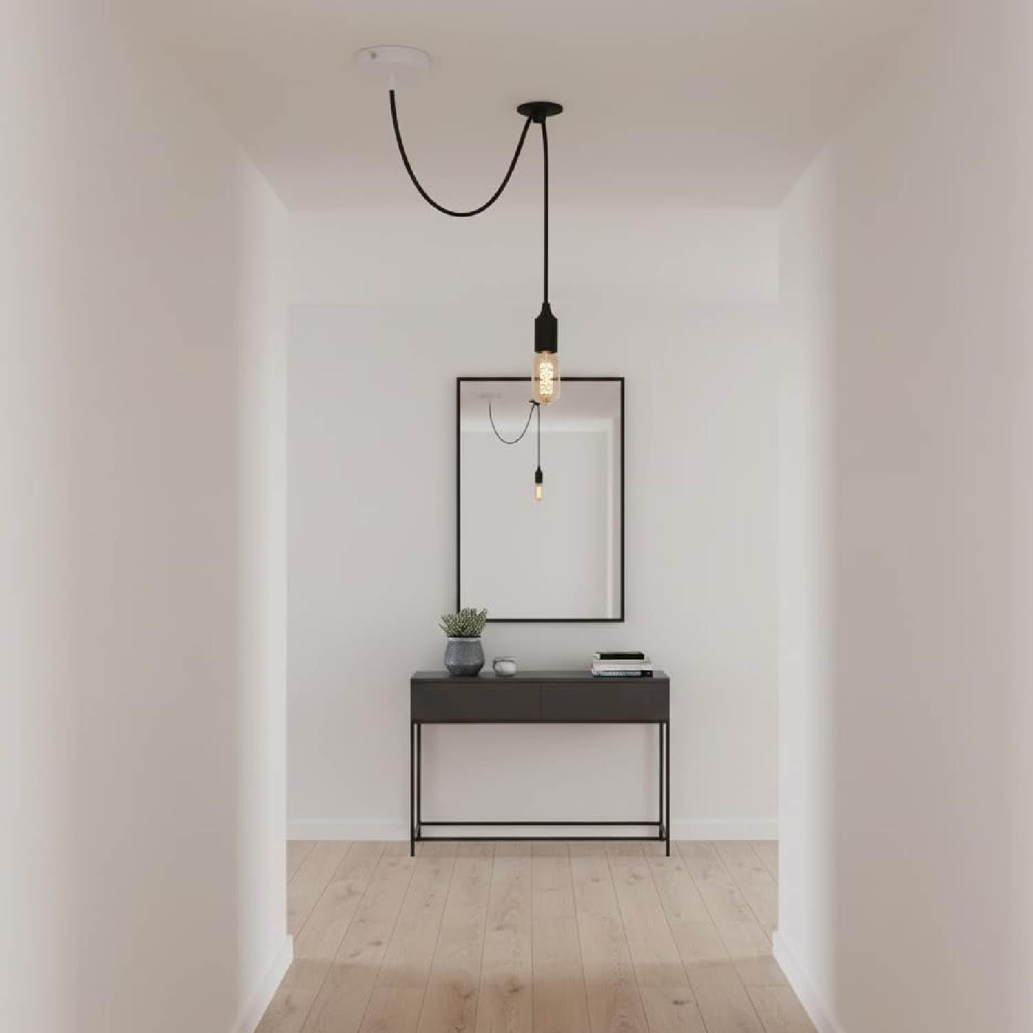 DC VOLTAGE Single Pendant Light Industrial Hanging Ceiling Lamp with E27 Holder Adjustable Cord Pendant Lighting for Kitchen, Dining, Living Room