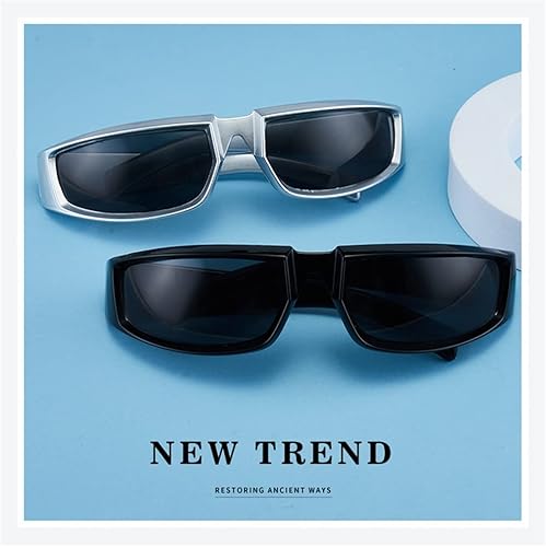 Miniatura 3 de ADE WU Gafas de sol envolventes para mujeres y hombres, gafas de sol futuristas, lentes de sol rectangulares de moda Y2K de moda