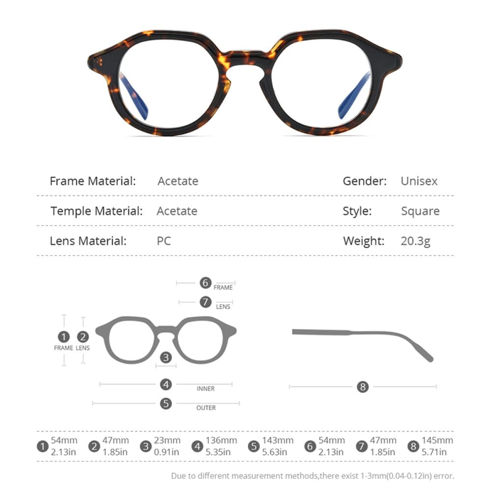 MUTYNE Montura de gafas de acetato para hombre, anteojos Retro Vintage, gafas para mujer