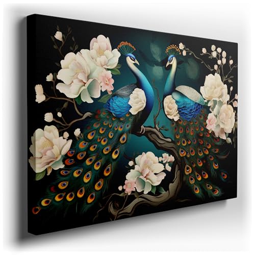 Art Wall: Majestic Peacocks Dance Amid Ethereal Blooms, a Symphony