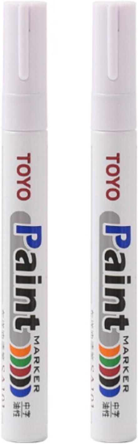 2 PCS Tire Paint Pen,Fillable Paint Pen for Touch Up,Waterproof Fade Resistant Tire Marker,Precise Application Refillable Paint Pens Vehicle Accessories White