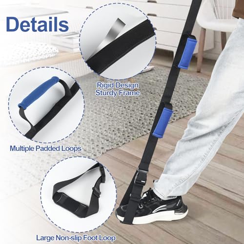 leg lifter 40-52 inch long leg lifter for after hip replacement knee surgery elderly adjustable foot loop padded handles leg lifter strap mobility aids for getting legs in and out of bed