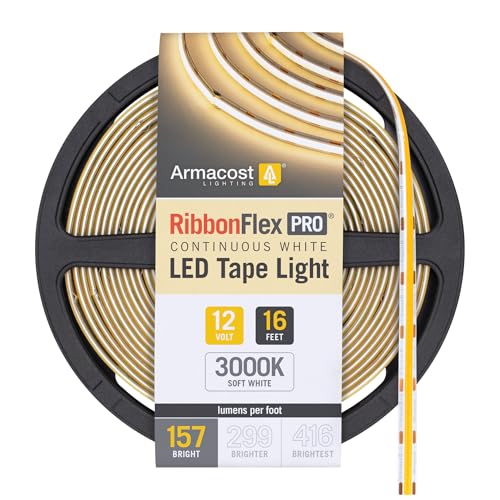 Image of Armacost Lighting RibbonFlex Pro 12V White LED COB Strip Light Tape, 157 Lumens /Ft, 3000K, 5M (16.4 ft) 170230