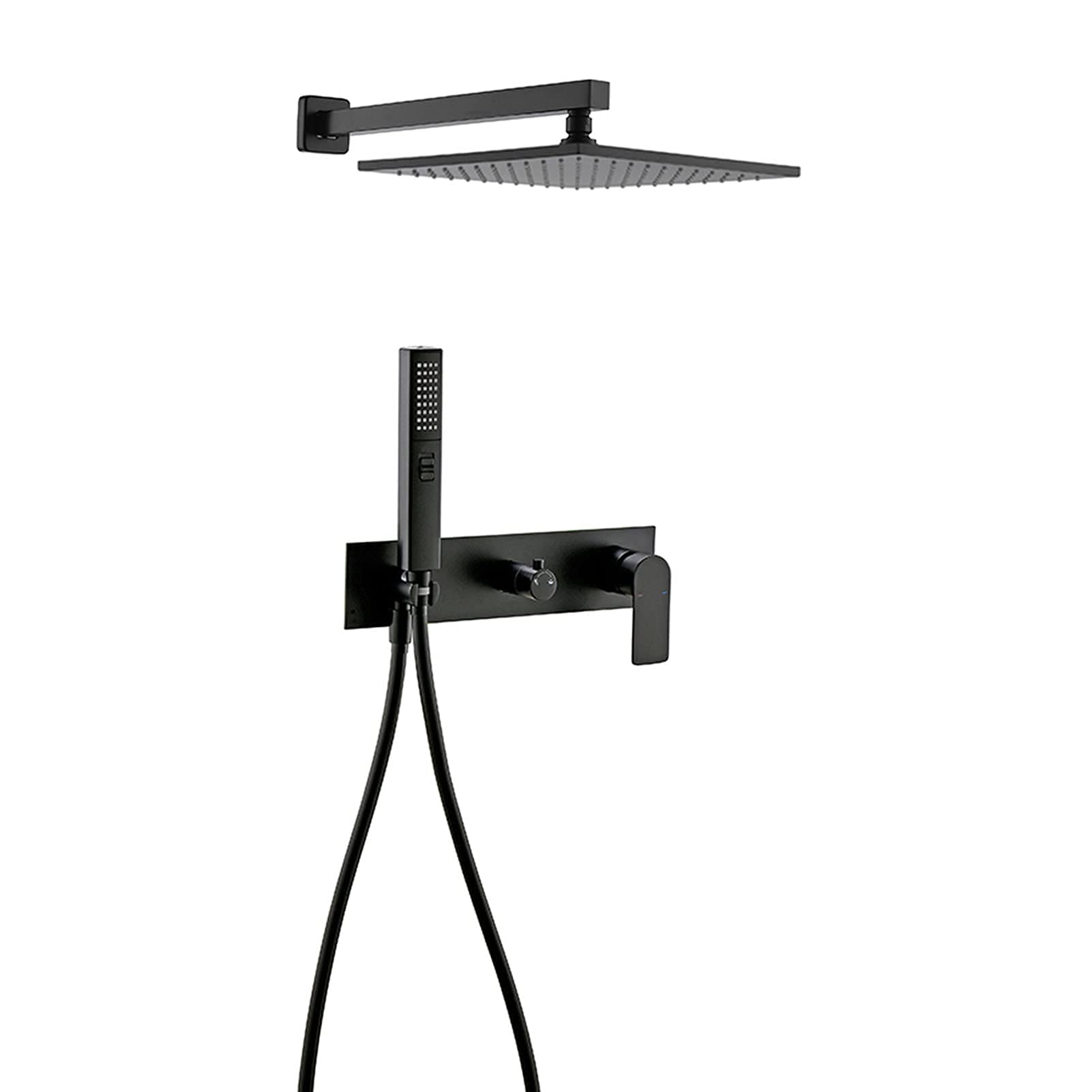 Robinet de mélangeur avec pomme de douche carrée et douche à main noire