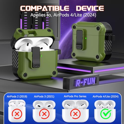 image for R-fun Compatible with AirPods 4th Gen Case, Full Drop Protection Auto 