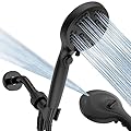 High Pressure Handheld Shower Head with Filter, ROOSSI 10 Spray Modes Shower Head with ON/OFF Pause Switch, Built-in 2-Mode Tub & Tile Power Wash, 60" Hose Hard Water Filter Shower Head (Matte Black)