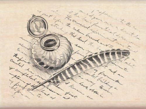 Inkadinkado Quill and Inkwell Wood Stamp