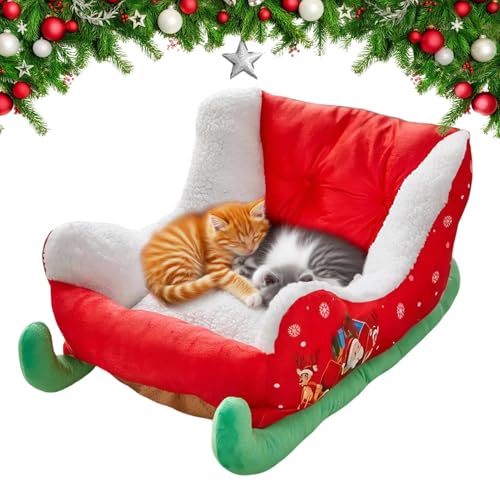 Cat Nest - Cama De Trineo De Perro De Peluche Para Mascotas | Cama De Vacaciones De Invierno Cálido Suave Para Cachorros, Pequeños | Cojín De Sueño Animal Festivo Para Con
